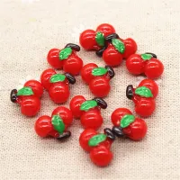 10pcs Kawaii 3D Fruit Cherry Miniature Food Art Supply DIY Decorative Craft Scrapbooking,9*13*16mm