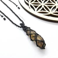 สร้อยคอเชือกจี้หินสโมกกี้ควอตซ์ Smoky Quartz Handmade Necklace Free Size