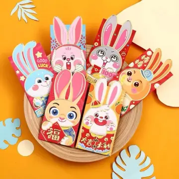 6pcs Chinese Red Envelopes Lucky Money Envelopes 2023 Cute Rabbit