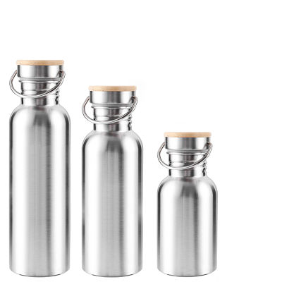 Portable Stainless Steel Water Bottle Bamboo Lid Sports Flasks Leak-proof Travel Cycling Hiking Camping Bottles BPA Free