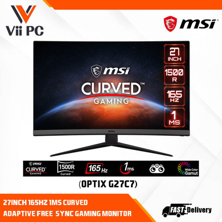 MSI Optix G27C7 Curved Gaming Monitor 27inch 165hz 1MS with Adaptive ...