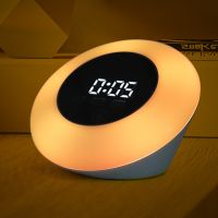 Colorful Night Light Alarm Clock Wake Up Light Smart Digital Snooze Mirror Clock Temperature USB Charging Led Bedside Lamp