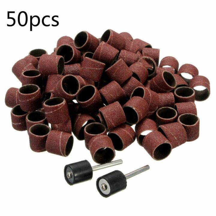 50pcs 1/2" Sanding Bands Kit With 2 Sanding Drum Mandrel Rotary Tools