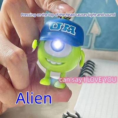 can say I love you Monsters University Alien light and sound key chain Cartoon hooded bag pendant couple gift