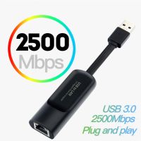 ตัวแปลงการ์ดเน็ตเวิร์ก2.5Gbps ชนิด C ชนิด USB3.0อีเธอร์เน็ตกิกะบิตอะแดปเตอร์2500Mbps USB 3.0เป็น RJ45 LAN แบบมีสายสำหรับแล็ปท็อป PC Win Mac