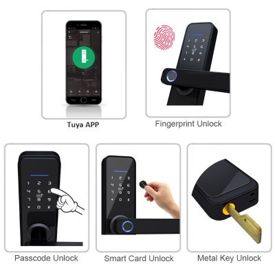 RAYKUBE X5ความปลอดภัยด้วยลายนิ้วมือไบโอเมตริกซ์ระบบอัจฉริยะ Tuya Smart Wifi ล็อคประตูไฟฟ้ารหัสผ่านเพื่อเปิดประตูจากระยะไกล