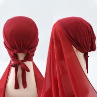 Jilbab Instan Wanita, Topi Syal Wanita Terpasang, Jilbab Sifon, Topi Bonnet Kepala Dapat Disesuaikan, Penutup Leher, Bungkus Kepala Muslim