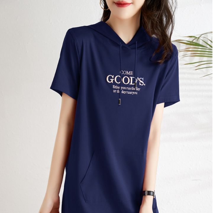 9246-blue-red-t-shirt-dress-short-sleeves-letters-hooded-dress-pullovers-cotton-straight-front-pockets-t-shirt-dress-summer2023