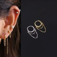 【DT】hot！ 925 Real Hoop Earrings for Sterling Jewelry Certified Chain Tassel Sleeper Earring Teens Ladies