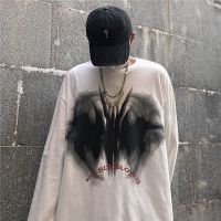 Harajuku Oversize Men Long Sleeve T-Shirt Gothic Black Style Retro Ulzzang Cozy Casual Streetwear Baggy Loose Hip Hop BF Tops