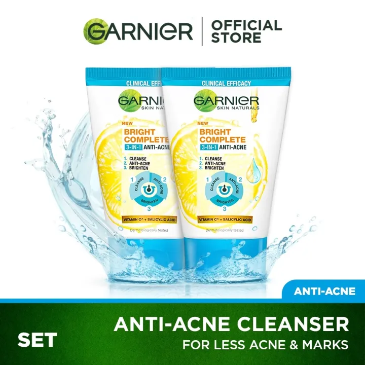 Garnier Bright Complete AntiAcne 3in1 Cleanser 90ML with Vitamin C