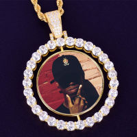 Hot Custom Make Photos Rotating Double-sided Medallions Pendant Necklace AAA Cubic Zircon Tennis Chain For Mens Hip Hop Jewelry