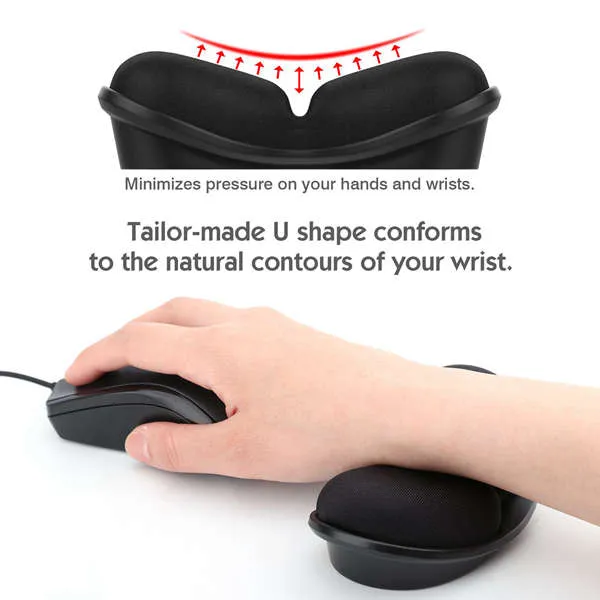 Ergonomic Memory Foam Mouse Pad Wrist Rest Support Wrist Cushion Support - Lightweight Rest Mousepad for Mouse, Pain Relief, at Home or Work