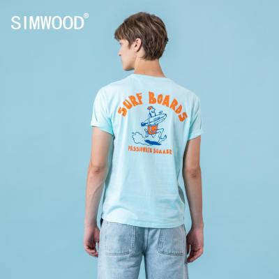 SIMWOOD Kadbod Cetak เสื้อยืด Lelaki Fesyen Nipis 100 Kapas Sejuk Plus Saiz Berkualitinggi Atas Sebab-Sebab Percutian Tshirt