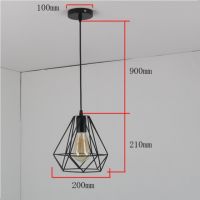 Retro wrought iron diamond ceiling lamp Nordic living room lamp simple light luxury hotel balcony corridor lamp chandelier