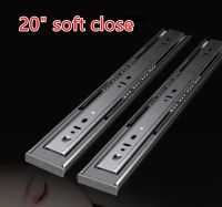 1 pair lenght 20 quot; Stainless Steel Side Mount Ball Bearing 3 Section Drawer Slide Silent Buffer Soft Close