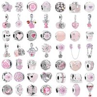 New Fashion Charm Original Pink Collection Bird Five Petals Flower Butterfly Beads for Original Pandora Ladies Bracelet Jewelry