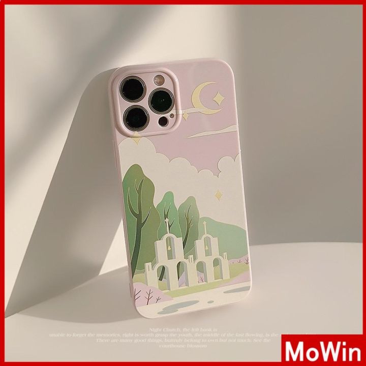 mowin-เข้ากันได้สำหรับ-เคสไอโฟน-เคสไอโฟน11-เคส-iphone-11-เคส-iphone-ครีมเคลือบเงาฟิล์มนุ่ม-tpu-เคสกล้องกันกระแทกป้องกันภาพวาดสีน้ำมันแบบเรียบง่ายโบสถ์เข้ากันได้กับ-iphone-13-pro-สูงสุด-12-11-xr-xs-สูง