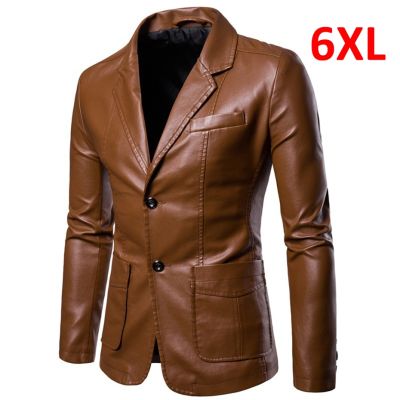 ZZOOI Plus Size 5XL 6XL PU Jacket Men Solid Color Leather Coat Jacket Casual Motorcycle Biker Coat Leather Jackets Male Big Size 6XL