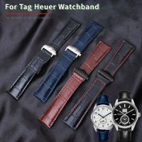 kuiwer สำหรับแท็ก Heuer Calera แถบนาฬิกาหนังสีน้ำตาลสีดำเส้นสีแดงนาฬิกาหนังจระเข้สายนาฬิกาหนังเครื่องประดับผู้ชาย19Mm 20Mm 22Mm