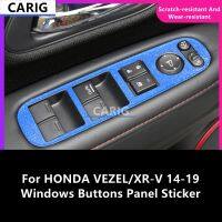 For HONDA HR-V/VEZEL/XR-V 14-19 Windows Buttons Panel Sticker Carbon Fiber Pattern Protective Film Interior Modification