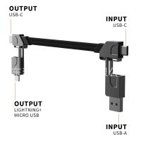 6 in 1 Keyring PD fast charging Adapter Type C 60W Data Transfer Charge Splitter for Iphone Android USBC Cable