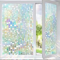 Window Privacy Film Stained Glass Rainbow Clings Window Tinting Film for Home Bathroom Sun Blocking 3D Decorative Static Sticker