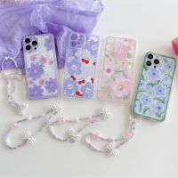 Cute Flowers Strap Lanyard Phone Case For Huawei Nova 3 3e 4e 5i 5Z 6 7 8 SE Pro Y7A Y9 Prime 2019 Transparent Soft Back Cover