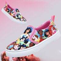 Disney Childrens Casual Canvas Shoes Lazy Cartoon Priness Childrens Students Girls Pink Comfortable Shoes Size 26-31 Shoe Care