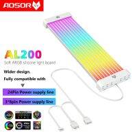 1ชิ้น AL200พระจันทร์ AOSOR 56แสงยืดหยุ่น LED แถบแสง RGB ARGB AURA ซิงค์โคมไฟสร้างบรรยากาศสำหรับเมนบอร์ดคอมพิวเตอร์ Casing PC 24PIN