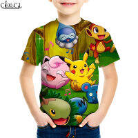 CLOOCL Hot Anime Pokémon Pikachu 3D พิมพ์ Hip-Hop สไตล์เด็กน่ารักแขนสั้นเสื้อยืด