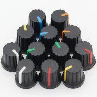 Newest !! Hot Sale 12 Pcs 6mm Shaft Hole Dia Plastic Threaded Knurled Potentiometer Knobs Caps