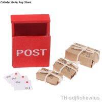 【hot】♦  1Set 1:12 Dollhouse Miniature Mailbox With Mail Sack Postcard Garden Door