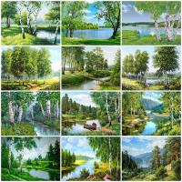 EverShine Diamond Painting Tree Rhinestone Picture 5D DIY Diamond Embroidery Lake Landscape Cross Stitch Mosaic Birch Home Decor