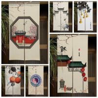 Chinese Style Landscape Door Curtains Art Painting Doorway Living Room Partition Curtains Drape Entrance Hanging Half-Curtain