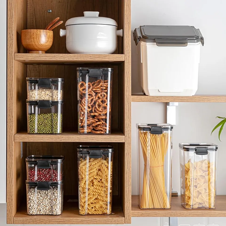 5 Pcs Set Kitchen Storage Organizer PP High Quality Food Container Kitchen  Refrigerator Noodle Box Multigrain Storage Box Tank