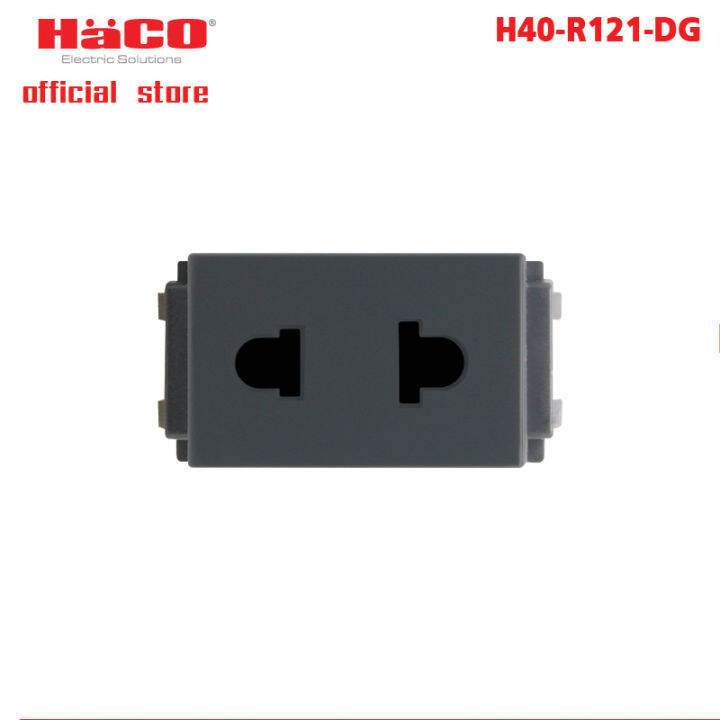 haco-h40-r121-dg-เต้ารับ-2-ขาเดี่ยว-16-แอมป์-250โวลต์พร้อมม่านนิรภัย-สีเทาเข้ม