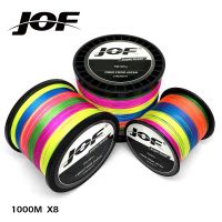 JOF ทะเลน้ำเค็มตกปลาหลากสี100เมตร150เมตร300เมตร500เมตร1000เมตร PE สายเบ็ดตกปลาแบบเกลียวสาน100% Super Power JOF