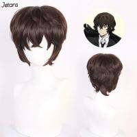 JETANS วิกผมอนิเมะใยนุ่มฟูนุ่มอุณหภูมิสูงเครื่องประดับผมวิกคอสเพลย์สำหรับปาร์ตี้ไร้รอยต่อสุนัขจรจัดวิกผมปลอมสีดำสั้นสีน้ำตาลผมฮาโลวีนวิกผมคอสเพลย์ดาไซโอซามุ