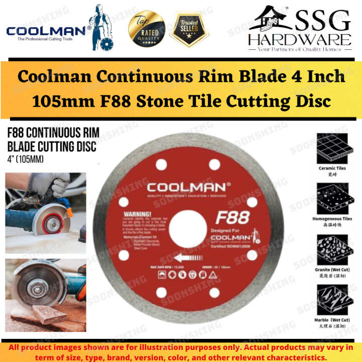 Coolman Continuous Rim Blade 4 Inch 105mm F88 Stone Tile Cutting Disc