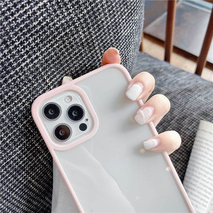 เคสโทรศัพท์แบบใสบั๊มเปอร์หลากสีกันกระแทกสำหรับ-iphone-14-pro-max-ใช้ได้กับรุ่น13-12-11-xr-x-xs-6s-8-7-plus-se-2020ฝาปิดอะคริลิคนิ่มโปร่งใส