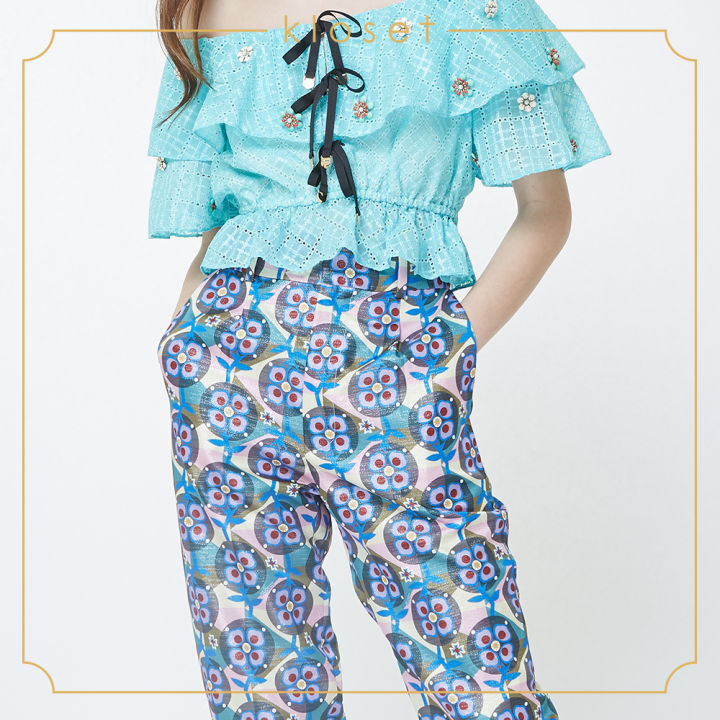 kloset-printed-trousers-sh18-p006-เสื้อผ้าผู้หญิง-เสื้อผ้าแฟชั่น-กางเกงแฟชั่น-กางเกงขายาว-กางเกงขายาวพิมพ์ลาย