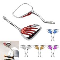 2pcs Universal Motorcycle Rearview Mirror With 8mm/10MM Screw Aluminium Alloy Scooter Skeleton Skull Hand Refit Motorbike Side