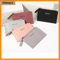 SHENGZU ผู้ชาย หญิง สุภาพสตรี PU สีเพียว กระเป๋าสตางค์ใบสั้น ผู้ถือบัตรเครดิต กระเป๋าเงินธุรกิจขนาดเล็ก