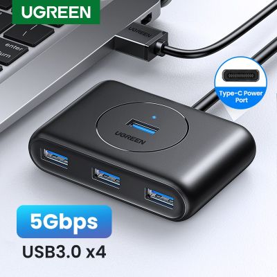 UGREEN ตัวแยก USB ฮับ5Gbps 4พอร์ต USB 3.0สำหรับฮาร์ดไดรฟ์ USB แฟลชอะแดปเตอร์ไดรฟ์แมคบุ๊กโปรแอร์พื้นผิวไฟล์อุปกรณ์เสริมสำหรับ PC