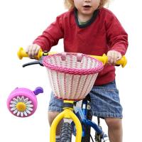 Small D Shape Wicker Bicycle Basket Front Handlebar Kids Bicycle Basket Bike Decoration For Toddler Children Kids Girl Bike