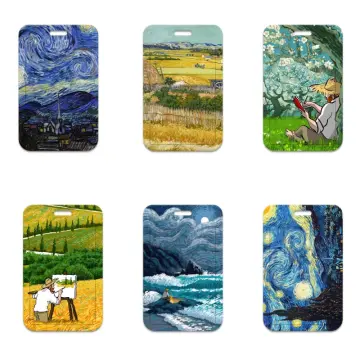 New Van Gogh Art Oil Parinting Keychain Card Holder Keychains The Starry  Night Holders Bank Bus ID Credit Cards Key Ring Chains
