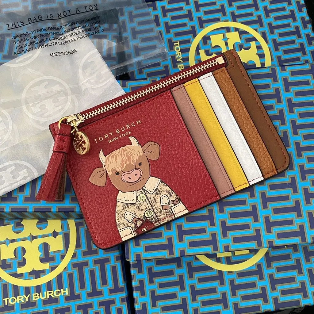 2022 2022 K012 Tory Burch walletTB card holder/card wallet / coin pouch  /zodiac leather card  newest card bag for the 2021 Year of the   burch wallet/anime wallet/card wallet for women/tory