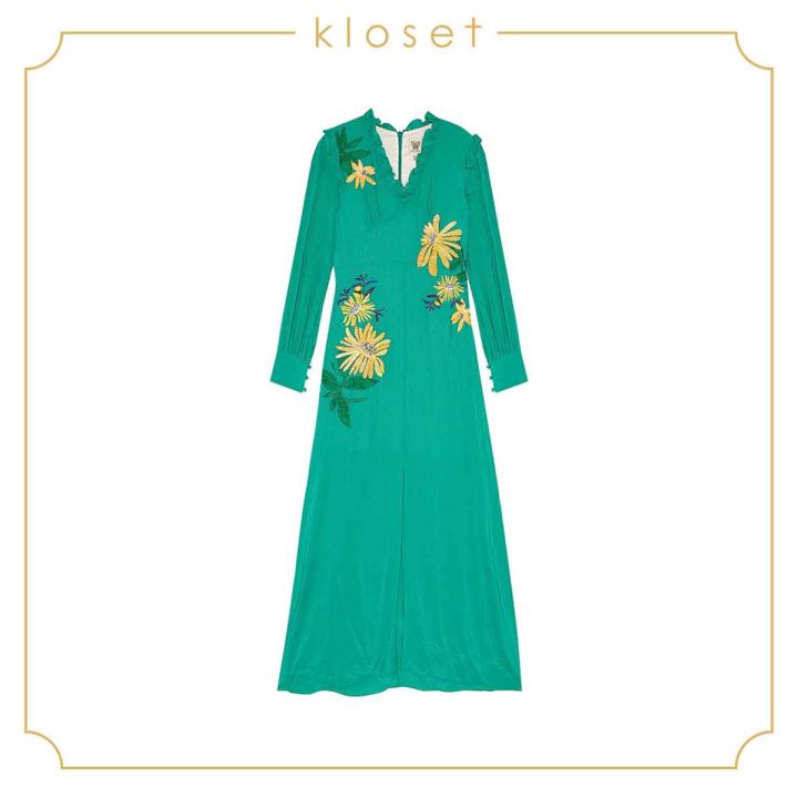 kloset-design-long-dress-with-floral-embroidered-rs20-d013-เดรสแต่งดีเทลปักเลื่อม-เพชร-เดรสยาว-เดรสแฟชั่น