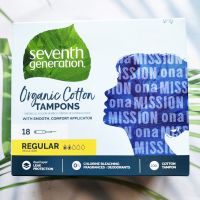 ผ้าอนามัยแบบสอด ฝ้ายออร์แกนิก Organic Cotton Tampons Regular Absorbency 18 Count (Seventh Generation®)